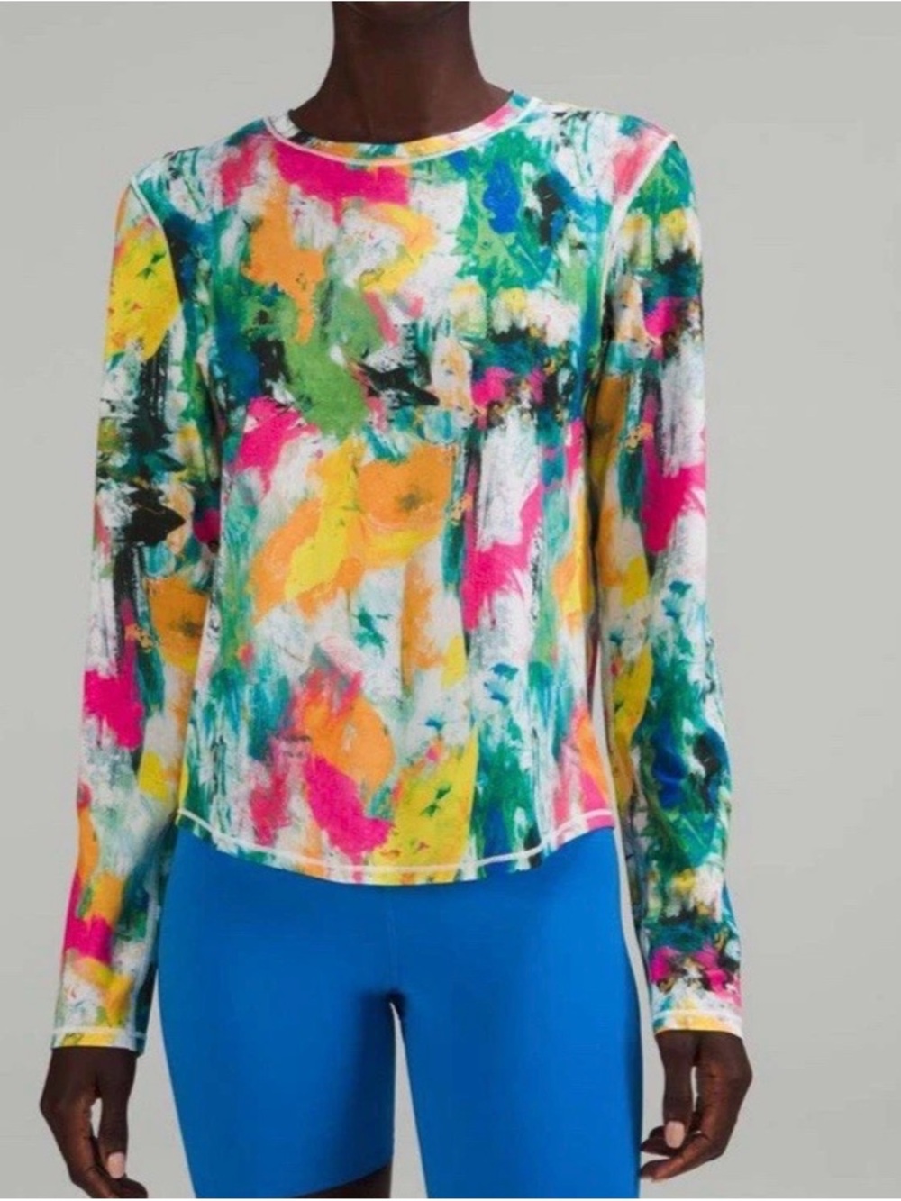 Lululemon High-Neck Running Training Long Sleeve-No Limits White Multi Sz 6